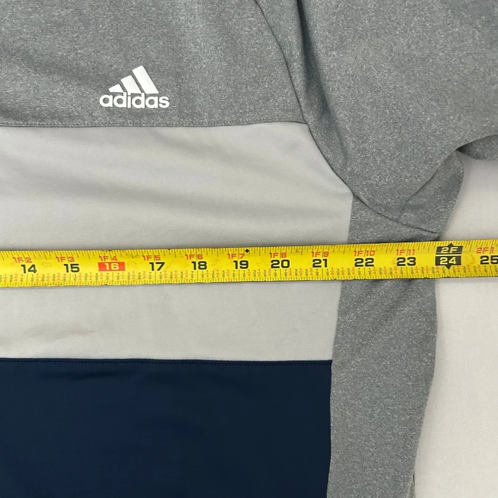 Adidas Pullover‎ Mens Large Gray Navy 1/4 Zip Colorblock Sweatshirt Athletic